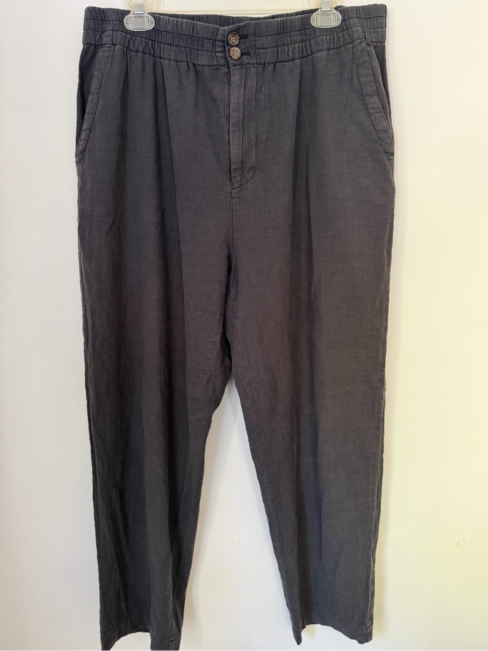 Marine Layer Elle Relaxed Crop Pants XL Charcoal Cotton Stretch